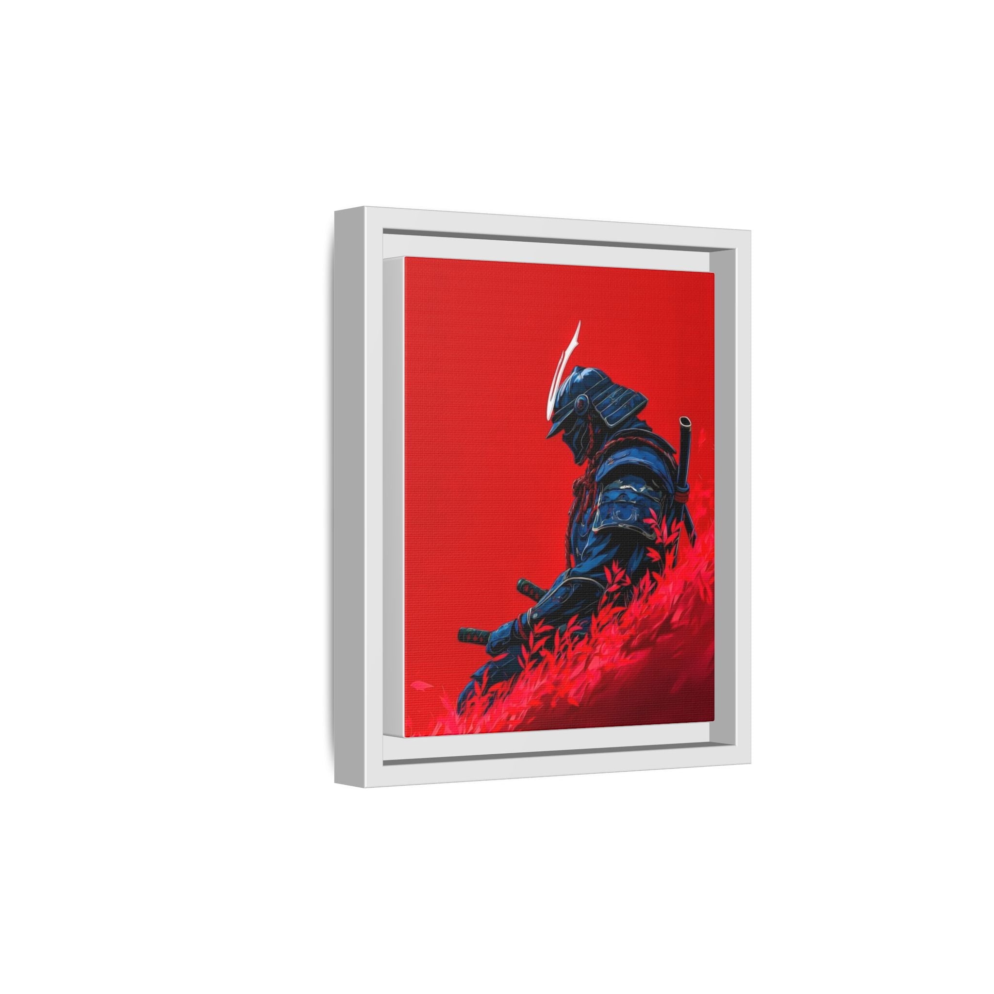 Samurai in meditation under red leaves