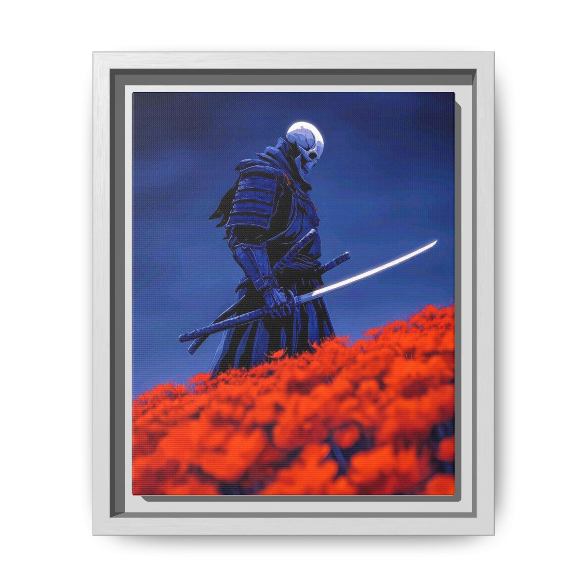 Mystical Samurai Amidst Scarlet Flowers