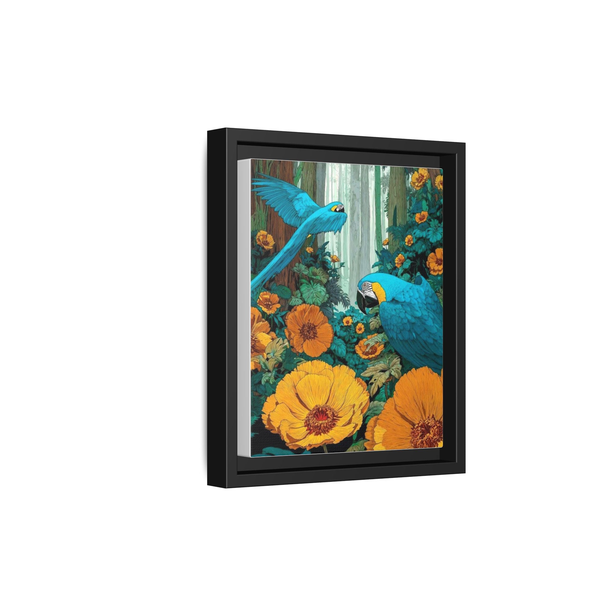 Portraits of Parrots in Vibrant Flowers