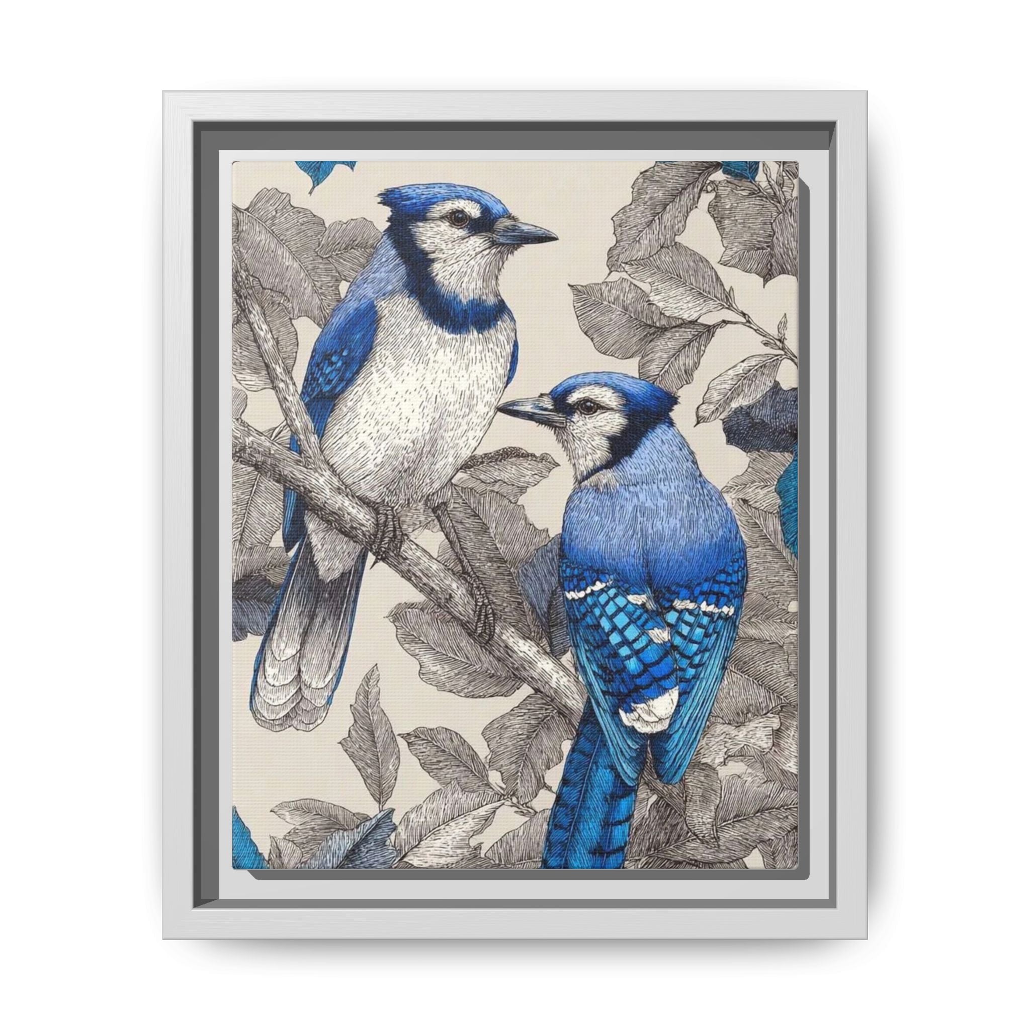 Elegant Blue Birds on Canvas