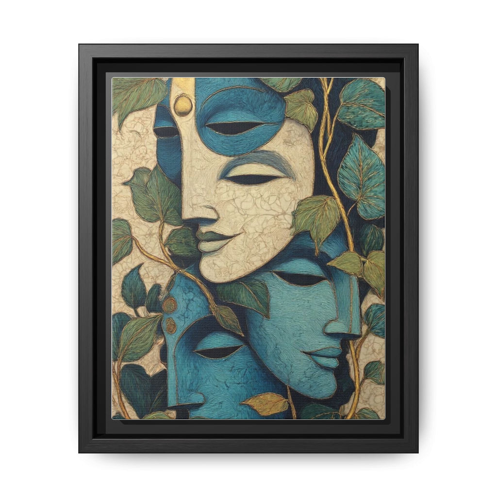 Artistic canvas portrait: intertwined faces
