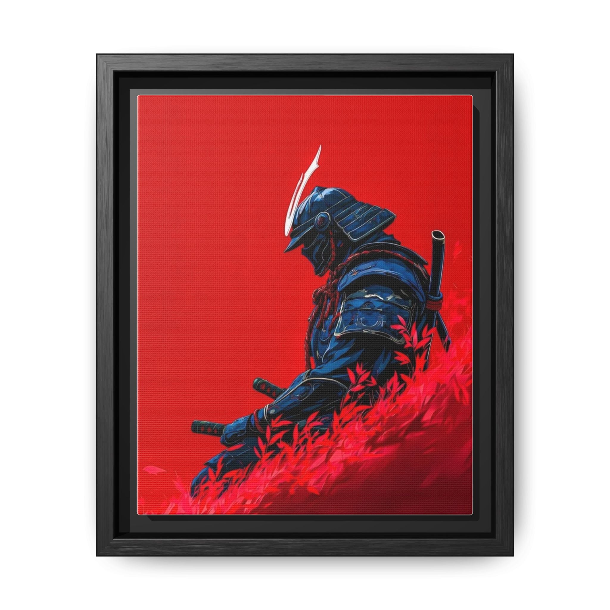 Samurai in meditation under red leaves