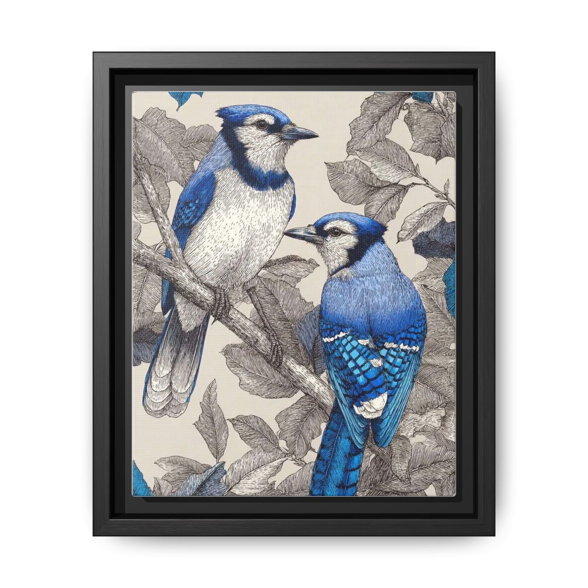 Elegant Blue Birds on Canvas