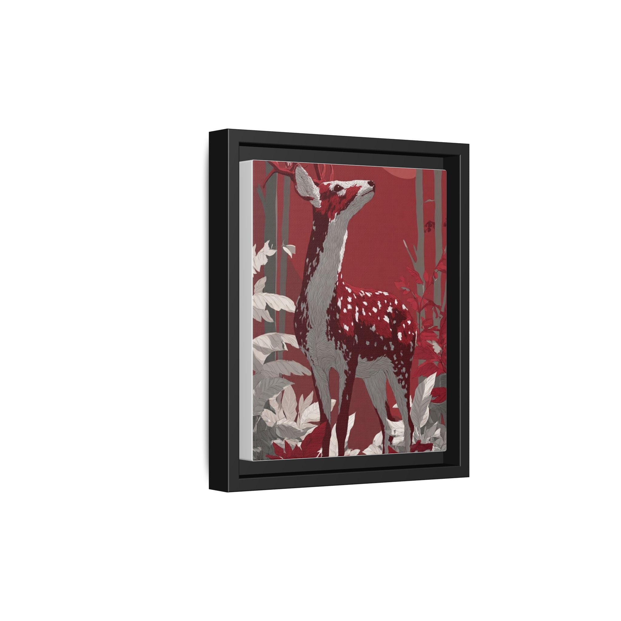 Portrait Art Print: Elegant Stag in Red