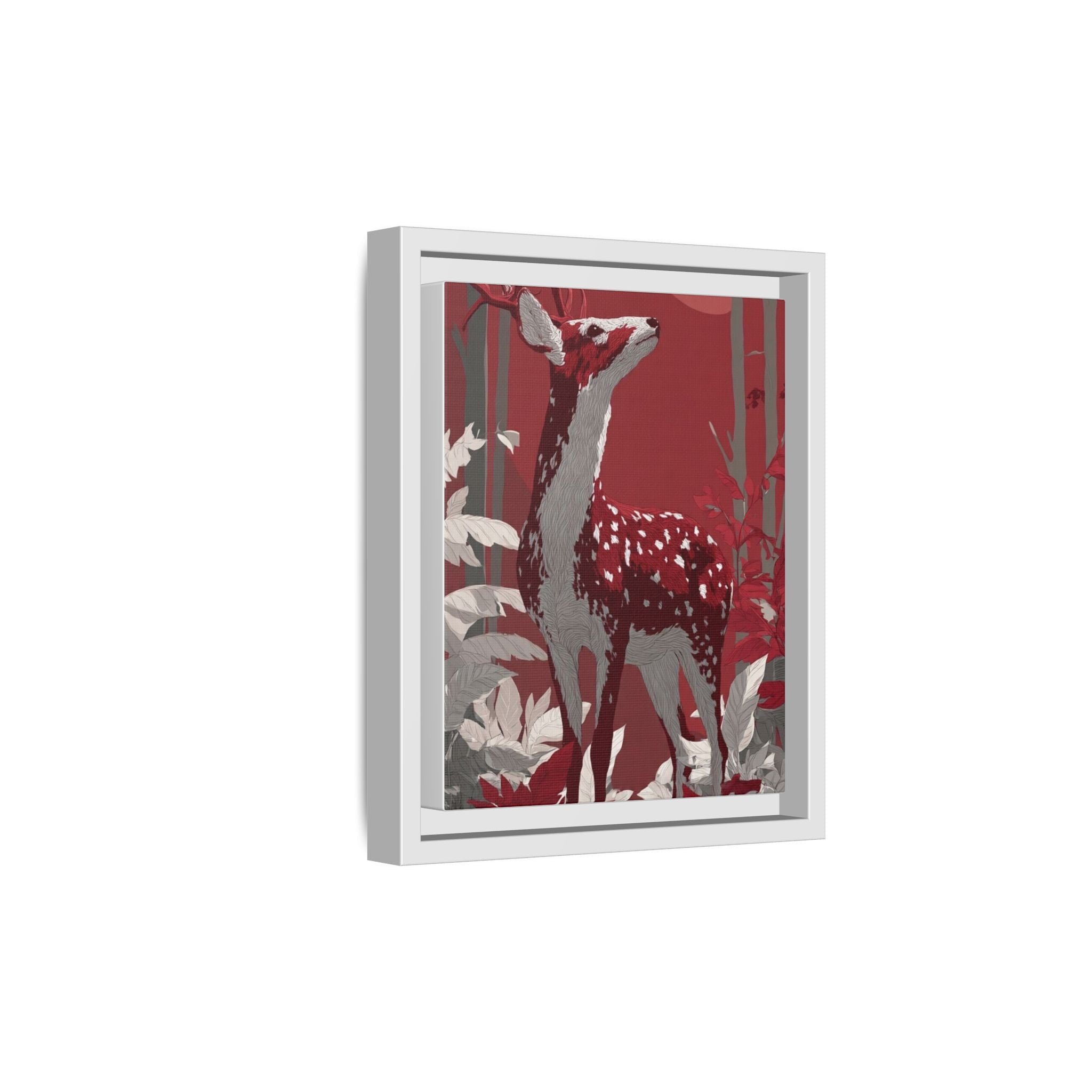 Portrait Art Print: Elegant Stag in Red