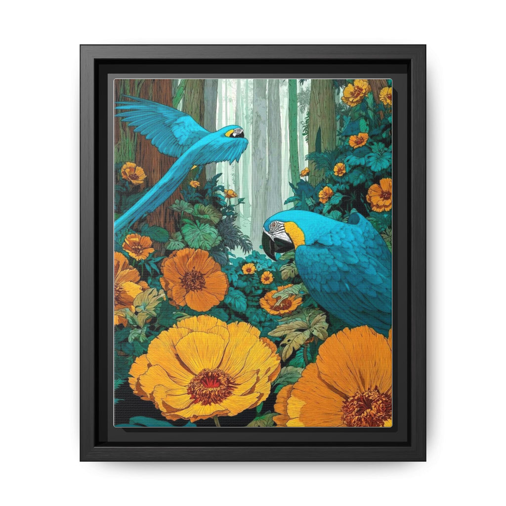 Portraits of Parrots in Vibrant Flowers