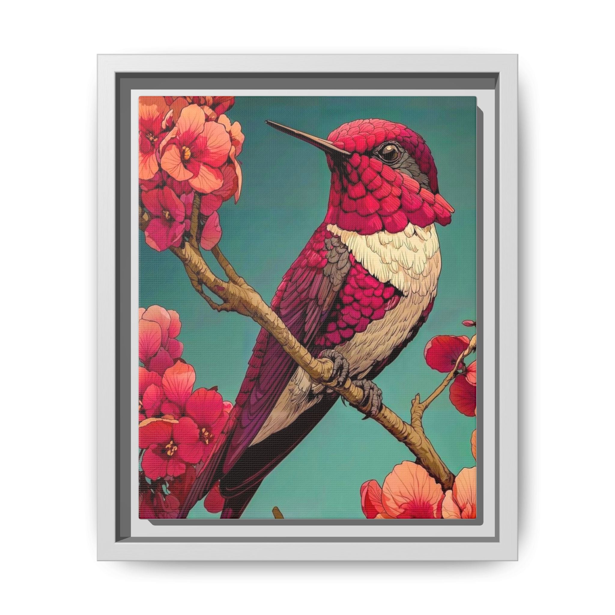 Colorful bird on floral background