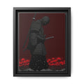 Samurai meditating under red flowers