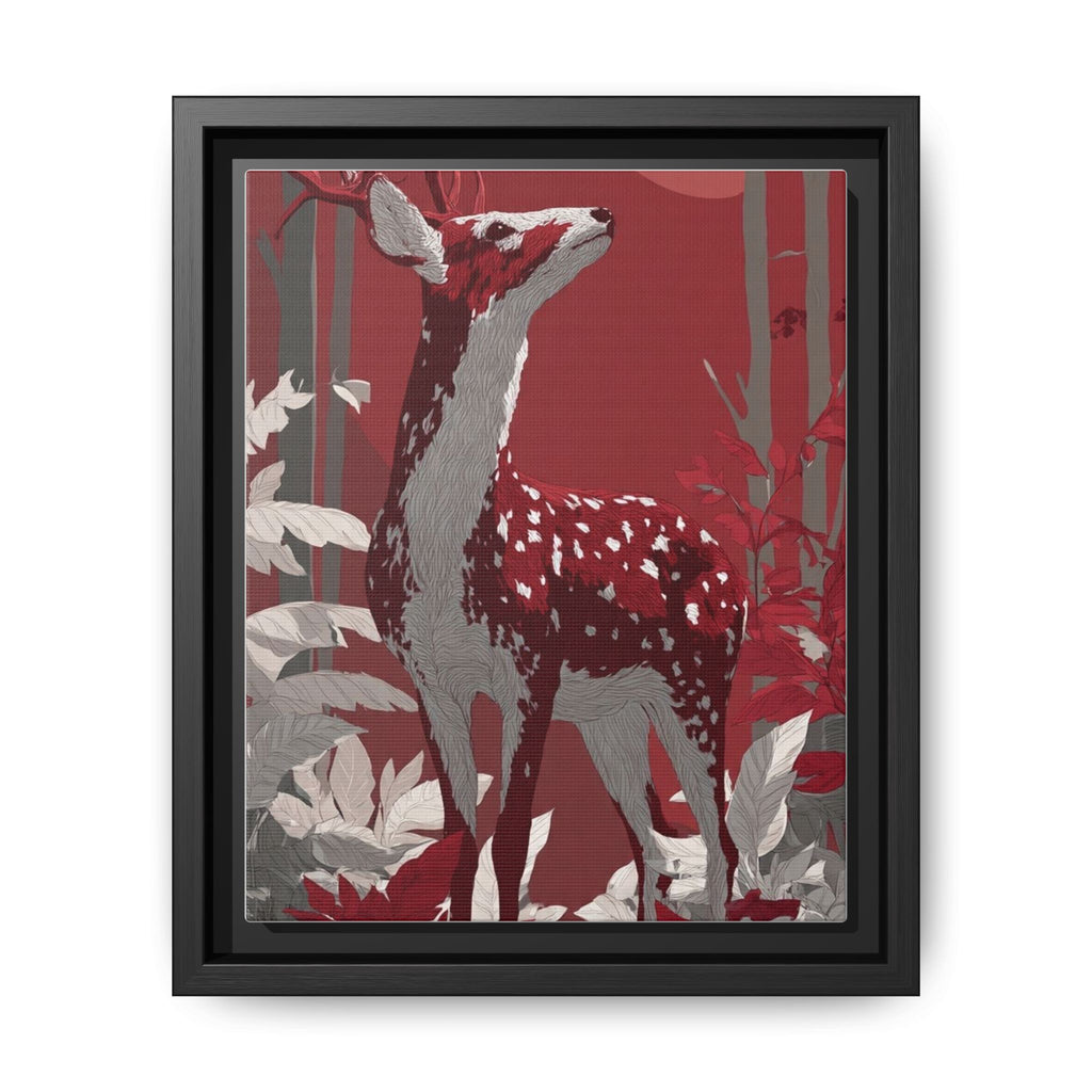 Portrait Art Print: Elegant Stag in Red