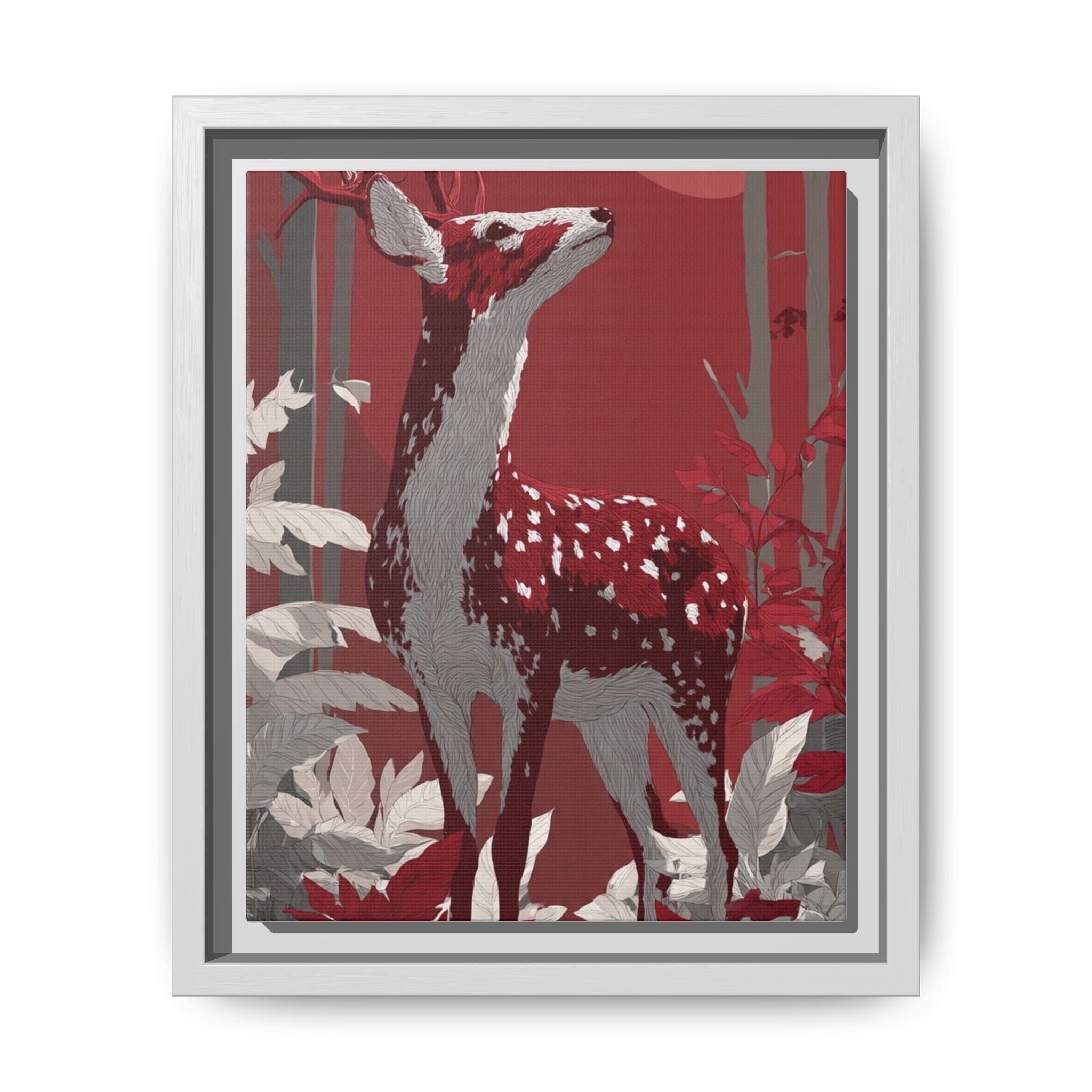 Portrait Art Print: Elegant Stag in Red