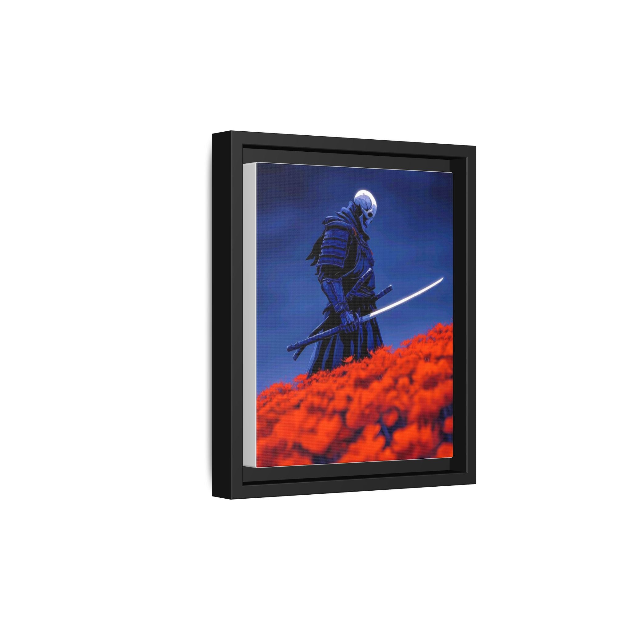Mystical Samurai Amidst Scarlet Flowers