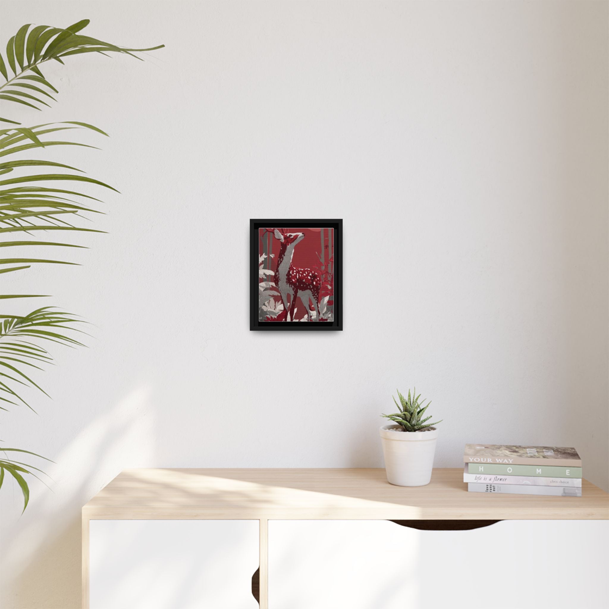 Portrait Art Print: Elegant Stag in Red